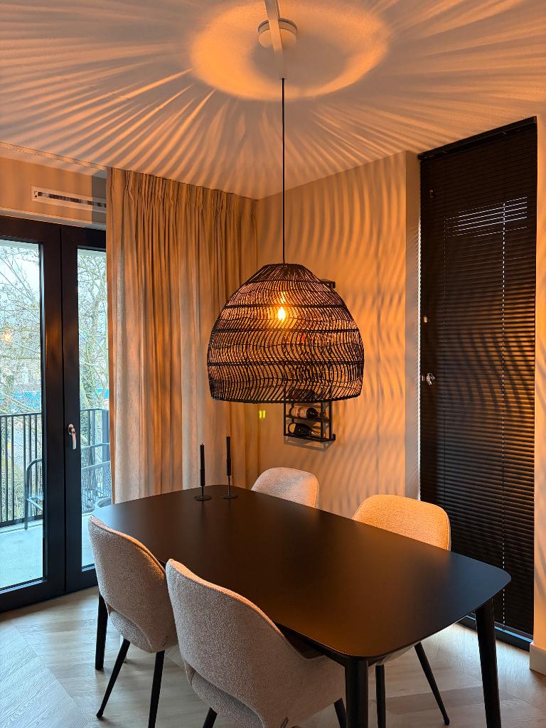 Rotan / Rieten Hanglamp - Handgemaakt - Zwart - 60 cm, Ophalen, 25 tot 50 cm, Zwart, Rond