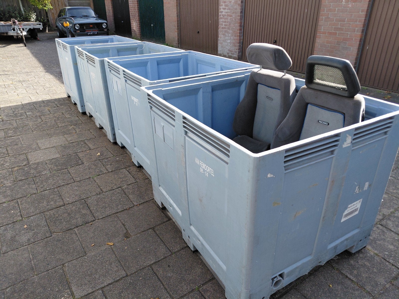4 plastic palletboxen gebruikt, Ophalen, Gebruikt, 100 cm of meer, 60 cm of meer