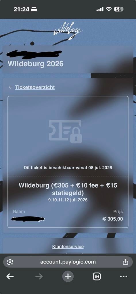 2 tickets Wildeburg weekend festival, Twee personen, Juli