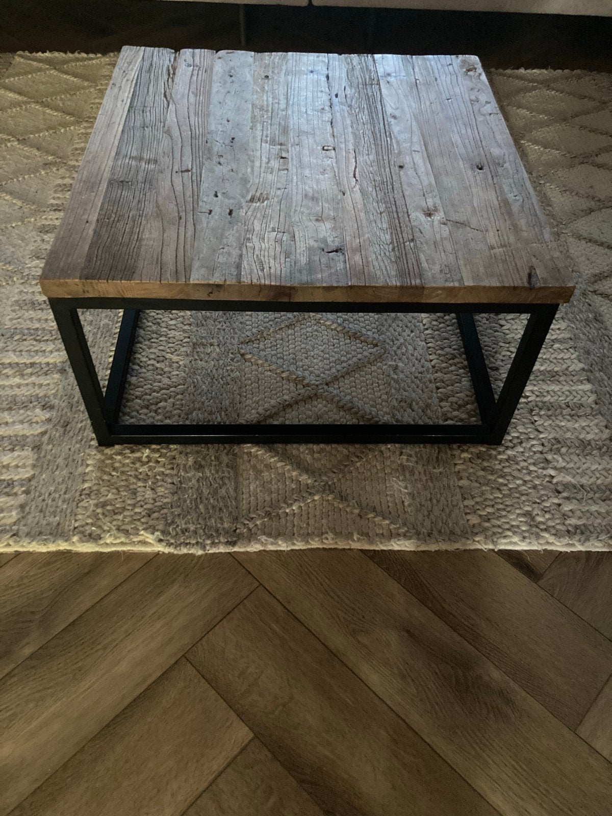 Salontafel 70x70 cm - Hout en Metaal, Ophalen, Gebruikt, Vierkant, 50 tot 100 cm