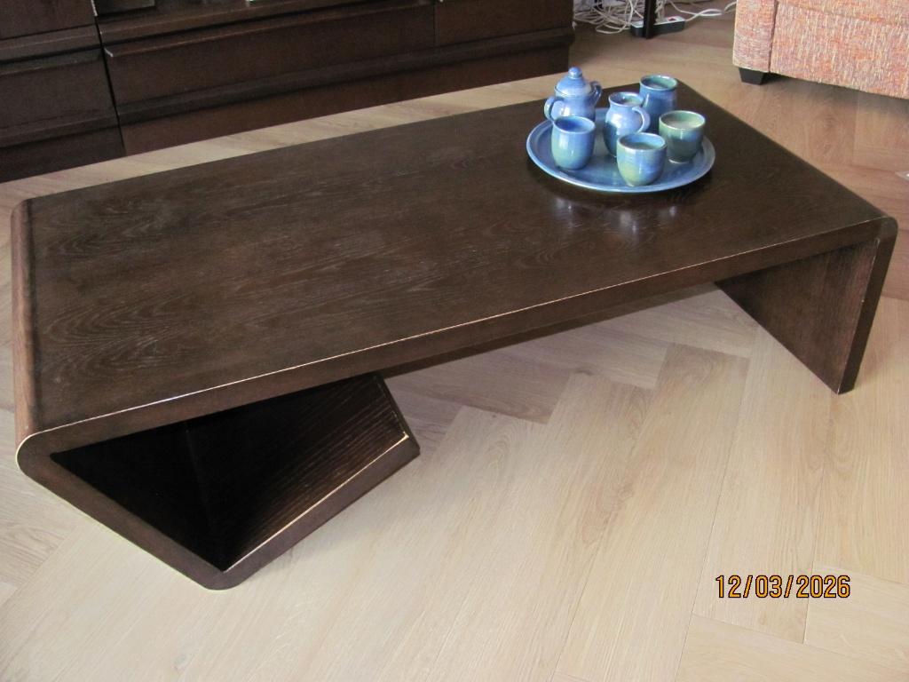 VINTAGE design houten SALONTAFEL jaar 70 80 WÉBÉ Meubel HOEF, Ophalen, Gebruikt, 100 tot 150 cm, 50 tot 100 cm