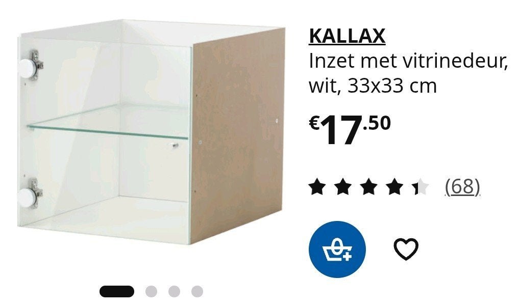 Ikea - 2 stuks inzet met vitrinedeur, wit, 33x33 cm, Ophalen, Minder dan 50 cm, Minder dan 100 cm, 25 tot 50 cm