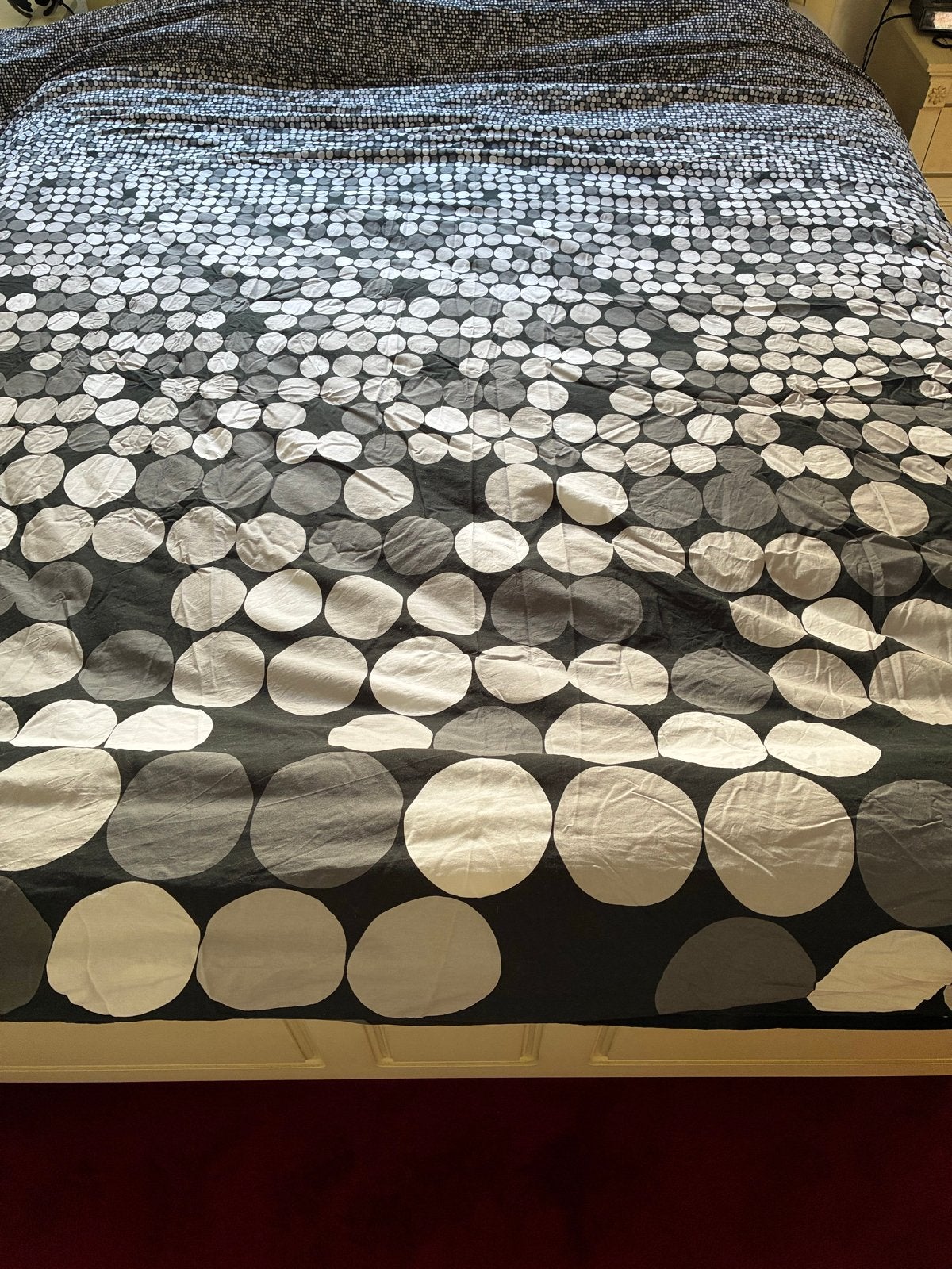 Dekbedovertrek (29/10 ophalen!)220x200cm - stippenpatroon, Ophalen, Gebruikt, Zwart, Deken