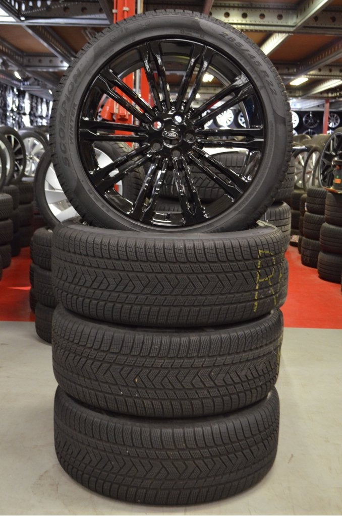 22" Range Rover Sport Velgen 5x120 + Winterbanden + TPMS, Niet ingevuld, Gebruikt, 285 mm, Banden en Velgen