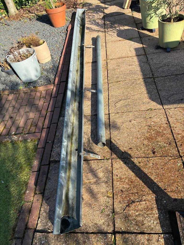 Zinken dakgoot en regenpijp, Doe-het-zelf en Verbouw, Buizen en Afvoer, Ophalen, Gebruikt, 2 tot 4 meter, Zink