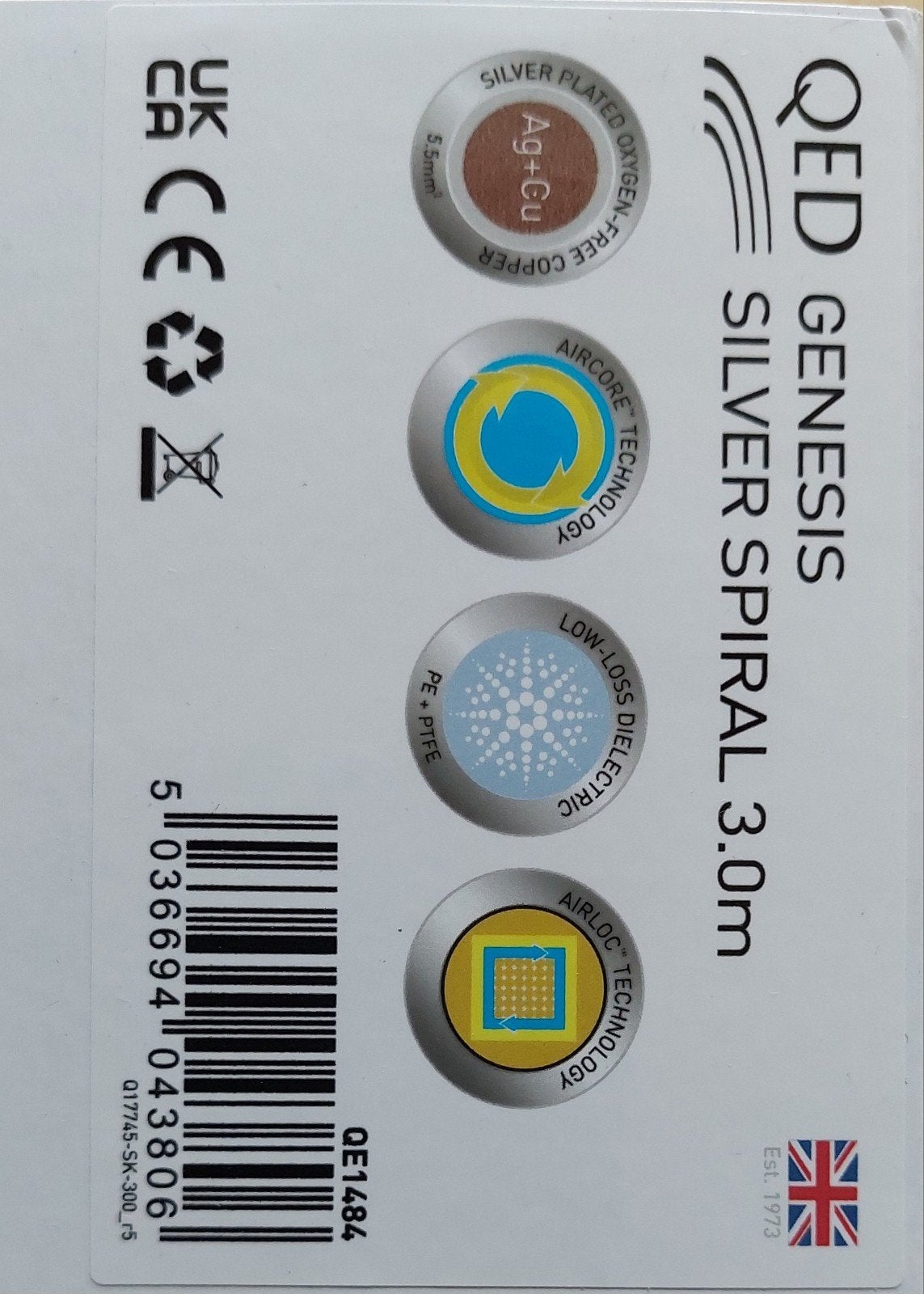 QED Genesis Silver Spiral 3.0m Luidsprekerkabel, Ophalen of Verzenden, Zo goed als nieuw, 2 tot 5 meter, Luidsprekerkabel