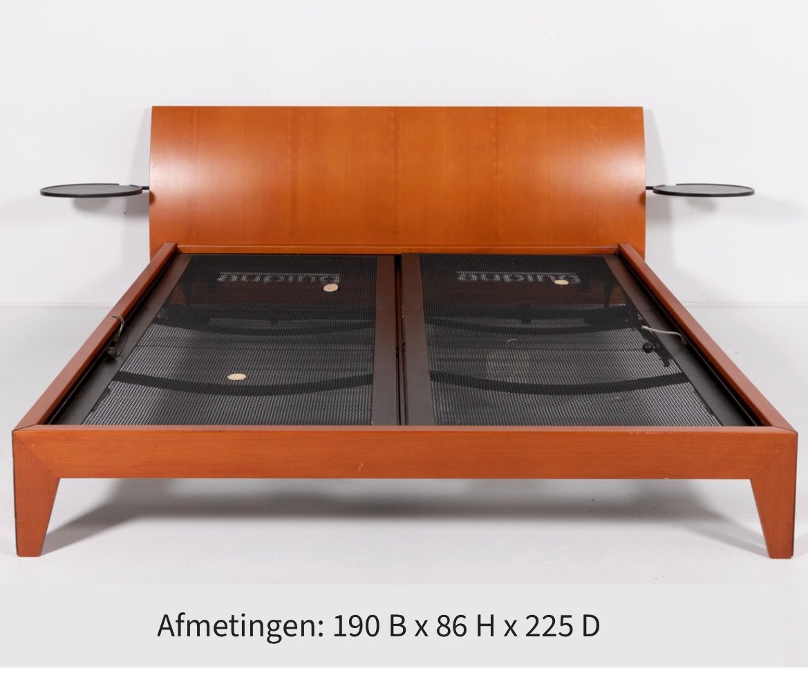 Tweepersoonsbed  “Juno” van Hannes Wettstein voor Cassina,, Ophalen, Bruin, Design, Tweepersoons