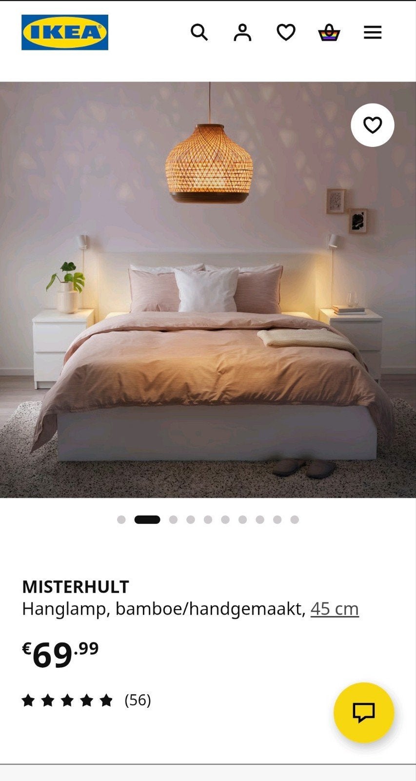 IKEA Misterhult bamboe hanglamp, Natuurlijk materiaal, Beige, Rond, Zo goed als nieuw