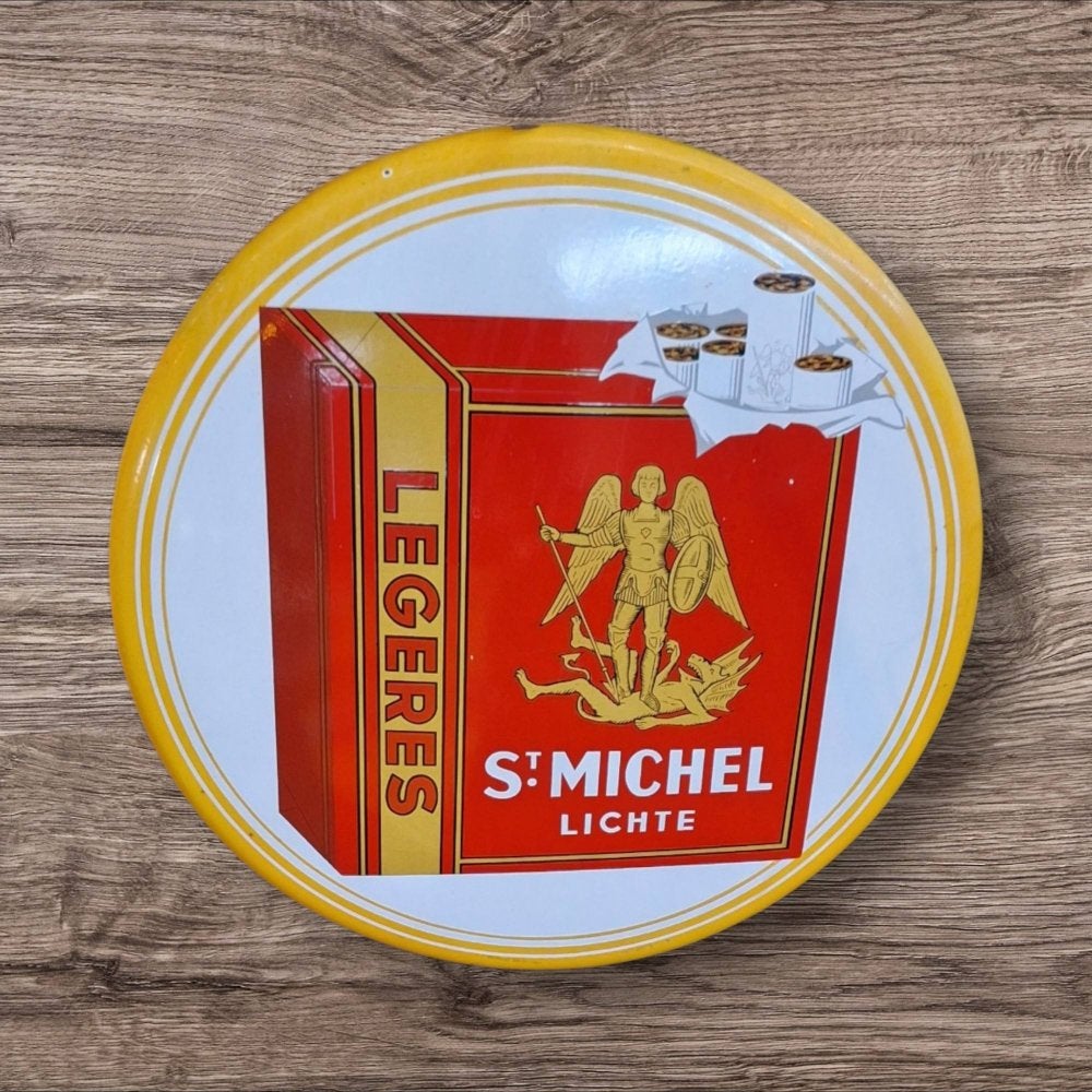 Emaille reclamebord Belgisch sigarettenmerk St. Michel., Reclamebord, Gebruikt, ., Ophalen of Verzenden