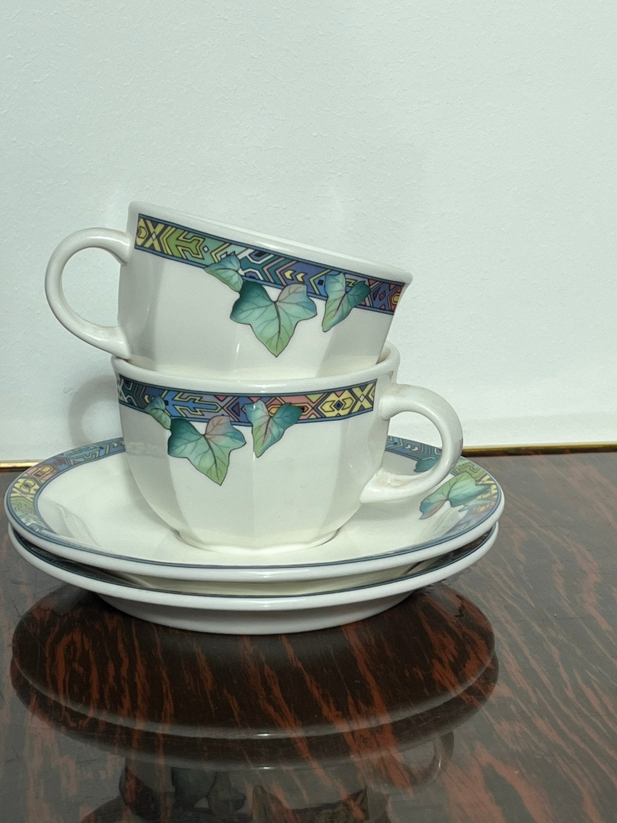 Set van 2 vintage kop-en-schotels Villeroy & Boch – Pasadena, Villeroy & Boch, Vintage, Ophalen of Verzenden, Zo goed als nieuw