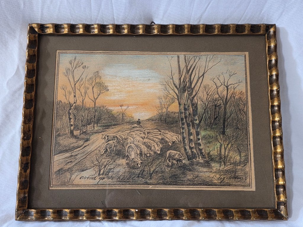 Originele Houtskool/Pasteltekening Tigchelaar, Antiek en Kunst, Ophalen