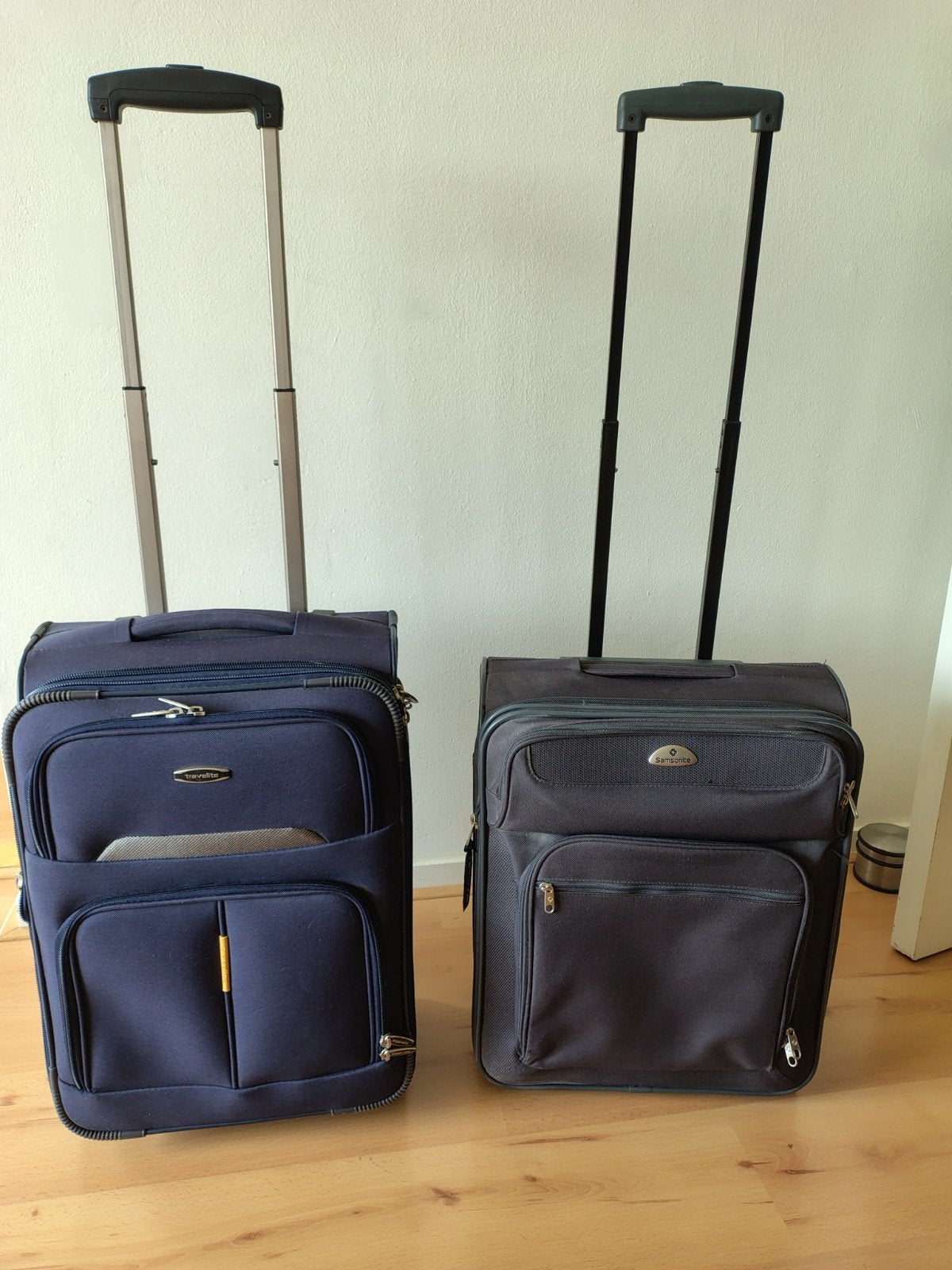 Samonite,Travelite,trolley koffertjes blauw zwart wieltjes, Ophalen, Overige materialen, 50 tot 60 cm, Wieltjes