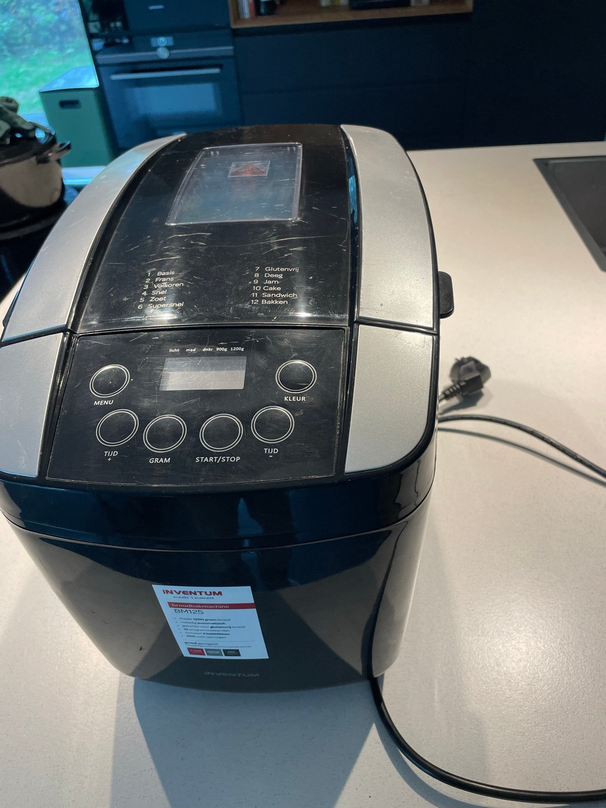 Inventum BM125 Broodbakmachine - Zwart/Zilver, Witgoed en Apparatuur, Broodbakmachines, Met timer, 800 tot 1200 gram deeg, Ophalen of Verzenden