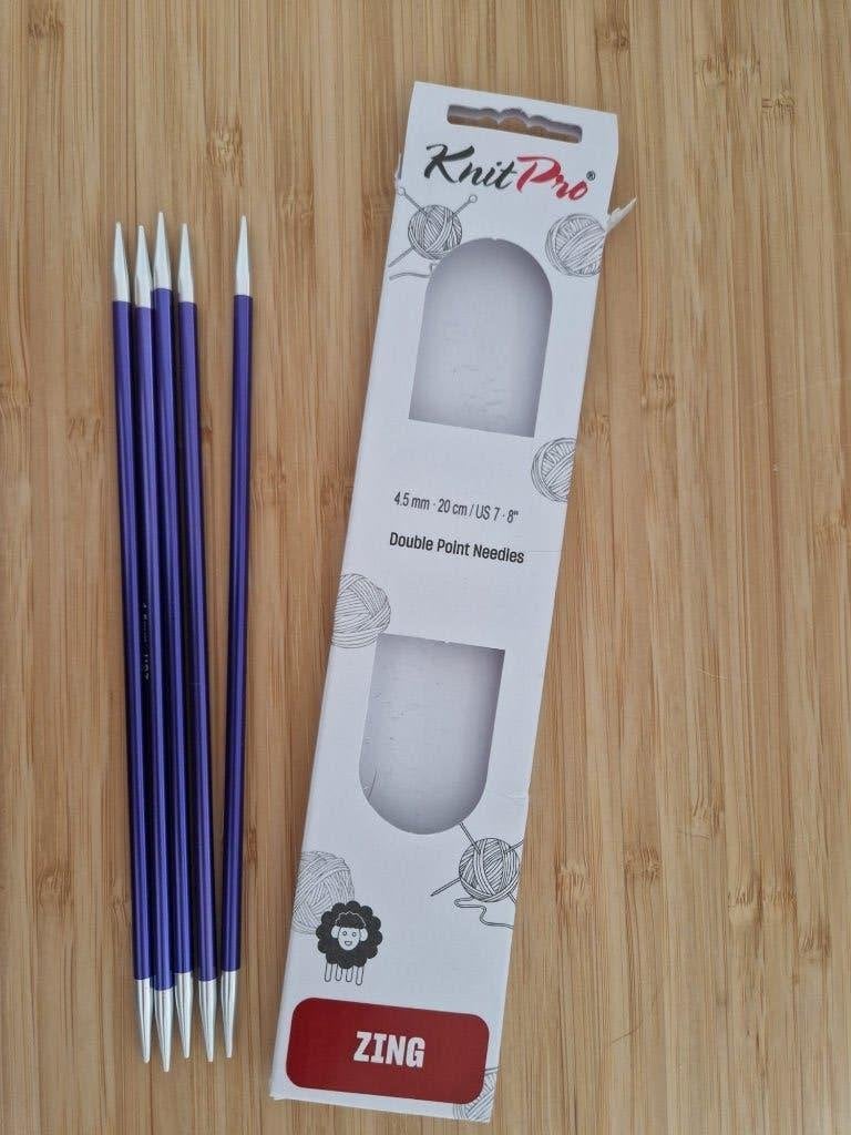 Knitpro zing 4,5 mm 20 cm sokkennaalden, Ophalen of Verzenden, Zo goed als nieuw, Breien, Naald