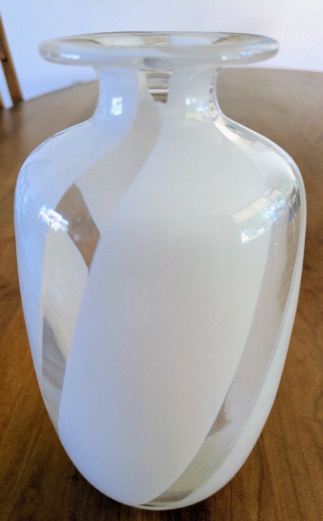 Rosenthal Designer Glazen Vaas, Gebruikt, Handgemaakt, Wit, Ophalen of Verzenden