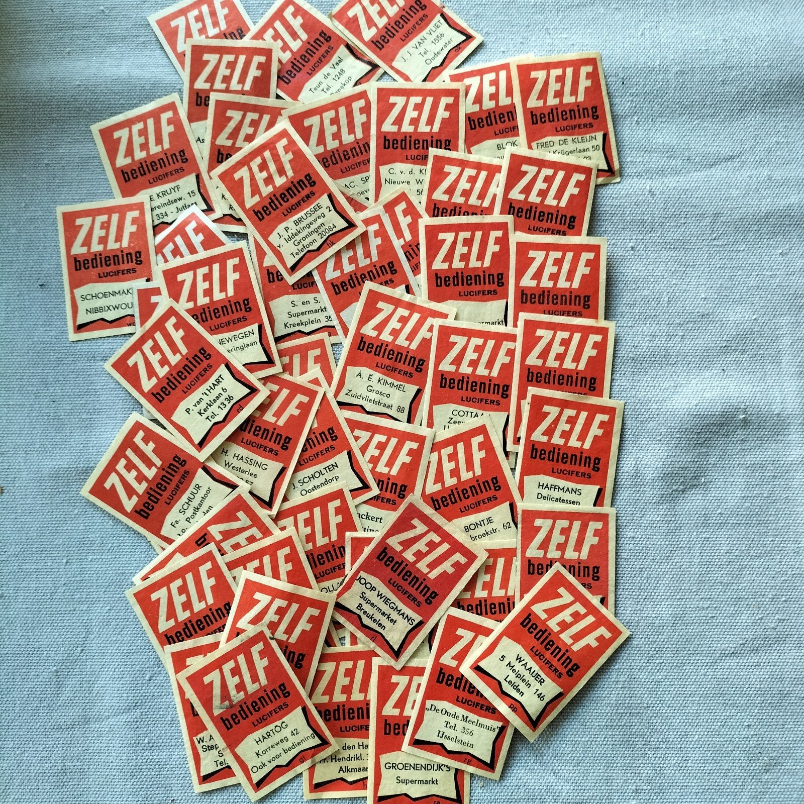 50 Etiketten Zelfbediening, Ophalen of Verzenden, Luciferdoosjes of -merken