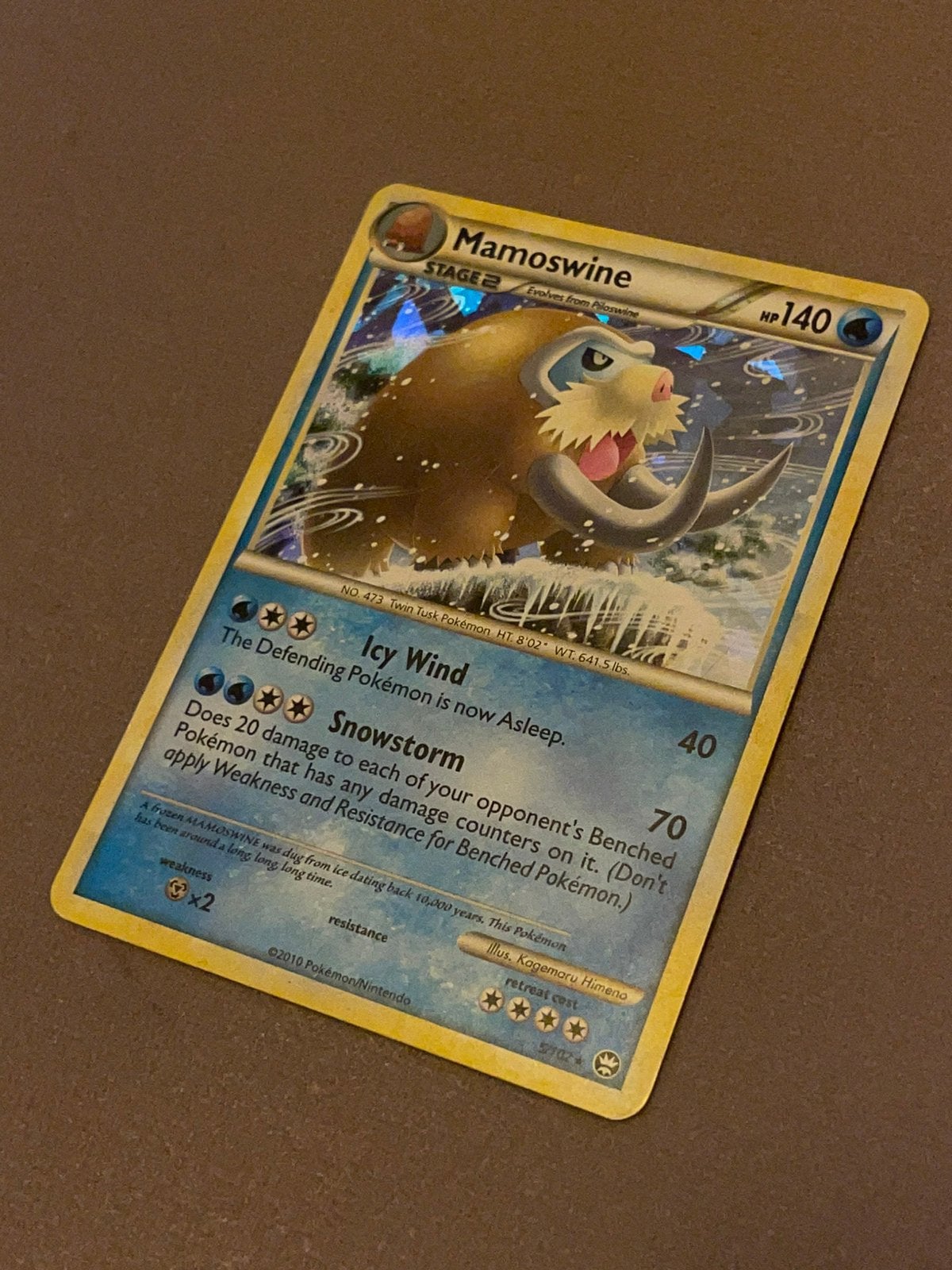 Pokemon Mamoswine 5/102 cracked holo 2010, Ophalen of Verzenden, Zo goed als nieuw