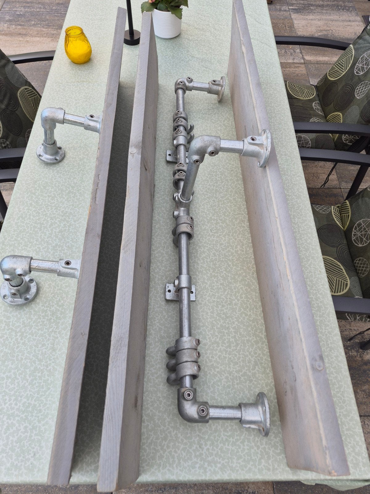 Industriële kapstok van steigerbuis en hout, Gebruikt, Minder dan 100 cm, Metaal, Ophalen