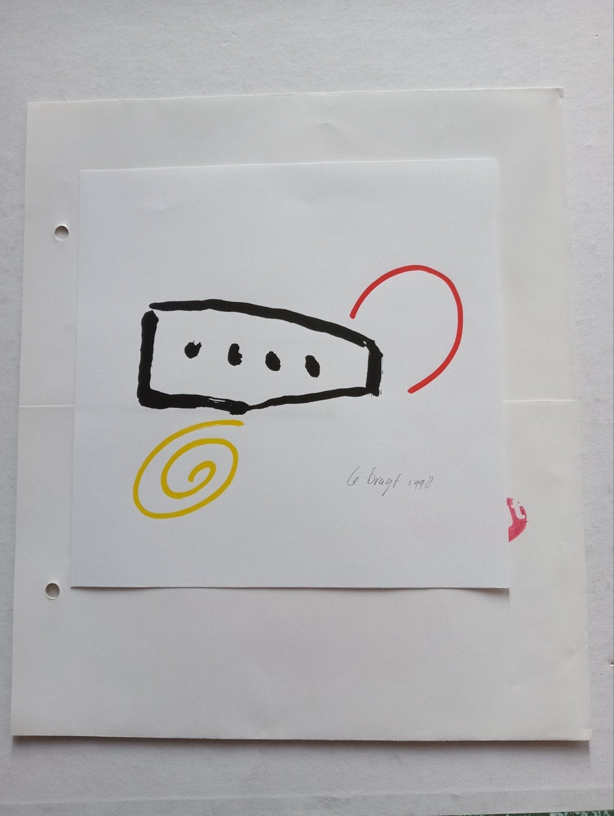 Gijs Dragt litho 1998 abstracte compositie, Ophalen of Verzenden