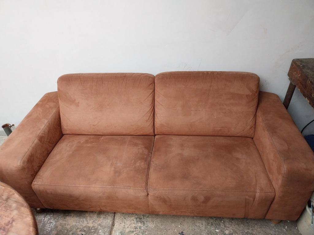 Stevige 2,5-zitsbank met losse rugkussens, Ophalen, Gebruikt, Minder dan 75 cm, 150 tot 200 cm