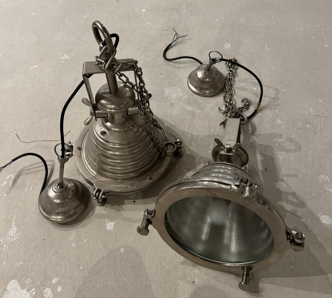 Hanglamp Fort S Chroom - Industriële Stijl, Huis en Inrichting, Lampen | Hanglampen, Ophalen, Gebruikt, Metaal