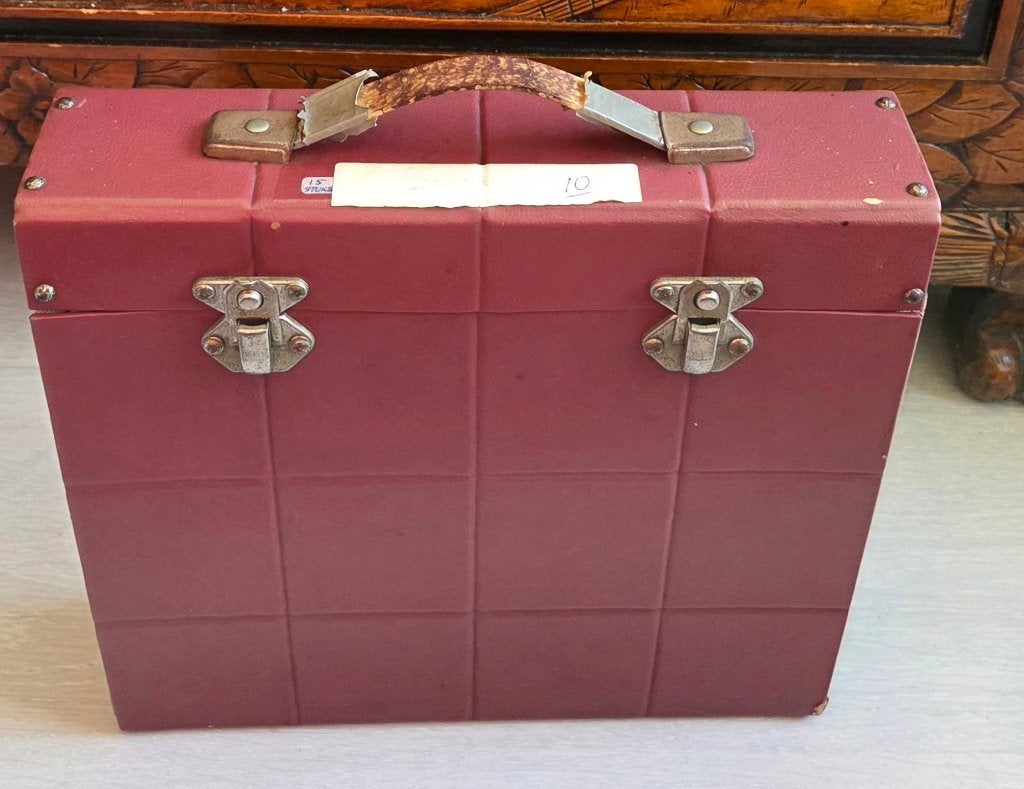 Vintage LP koffer in bordeau rode kleur. (10), Ophalen of Verzenden, Gebruikt