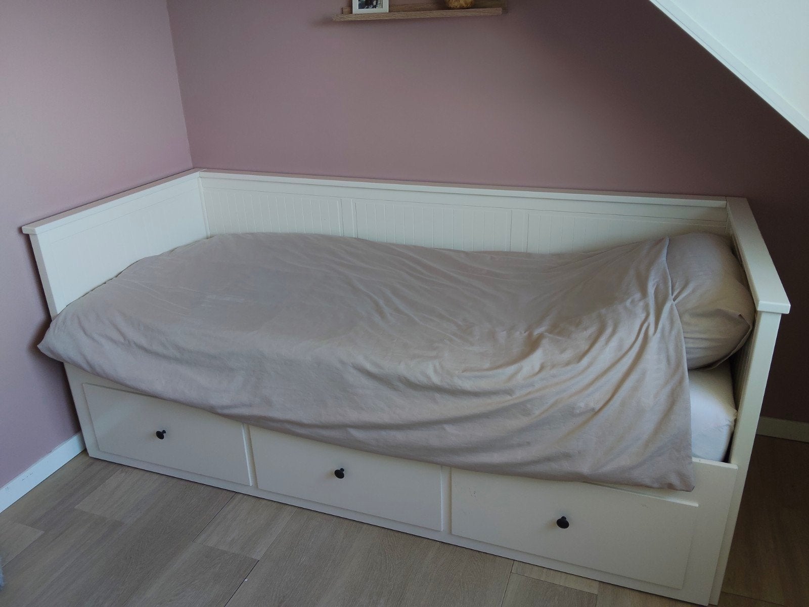 IKEA Hemnes Bedbank met 3 lades - Wit, Ophalen, Gebruikt, Modern, Scandinavisch, Wit