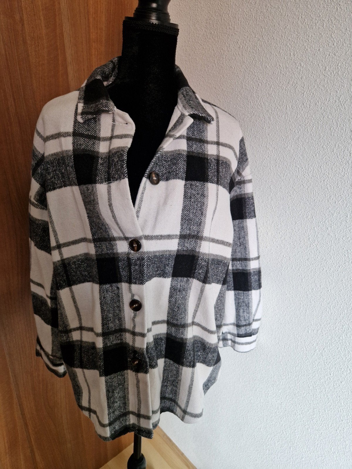 Shein geruite blouse zwart/wit, maat XL, Zwart, Maat 46/48 (XL) of groter, Ophalen of Verzenden, Zo goed als nieuw