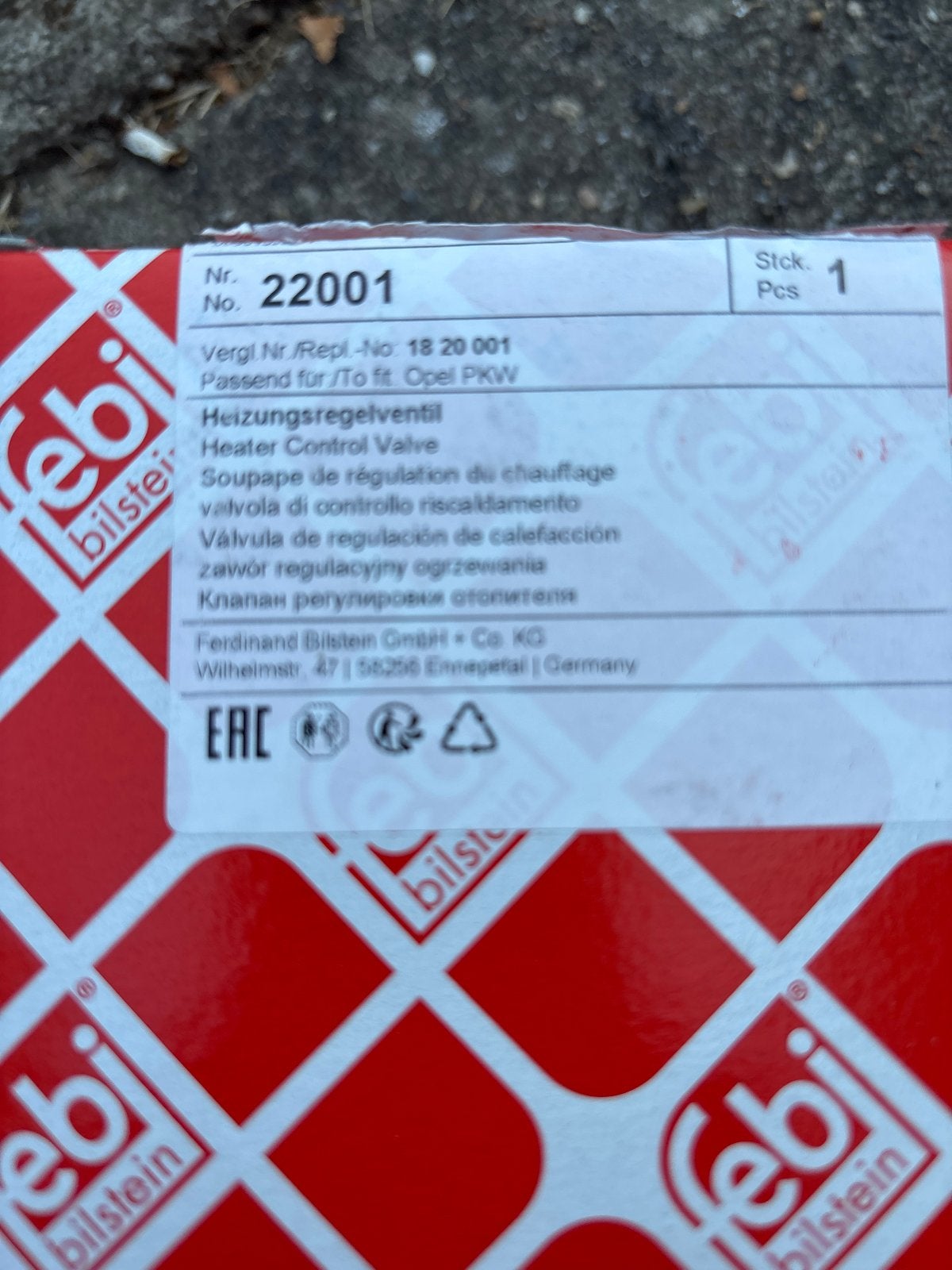 Febi Bilstein Verwarming Regelklep voor Opel PKW, Ophalen, Nieuw, Opel
