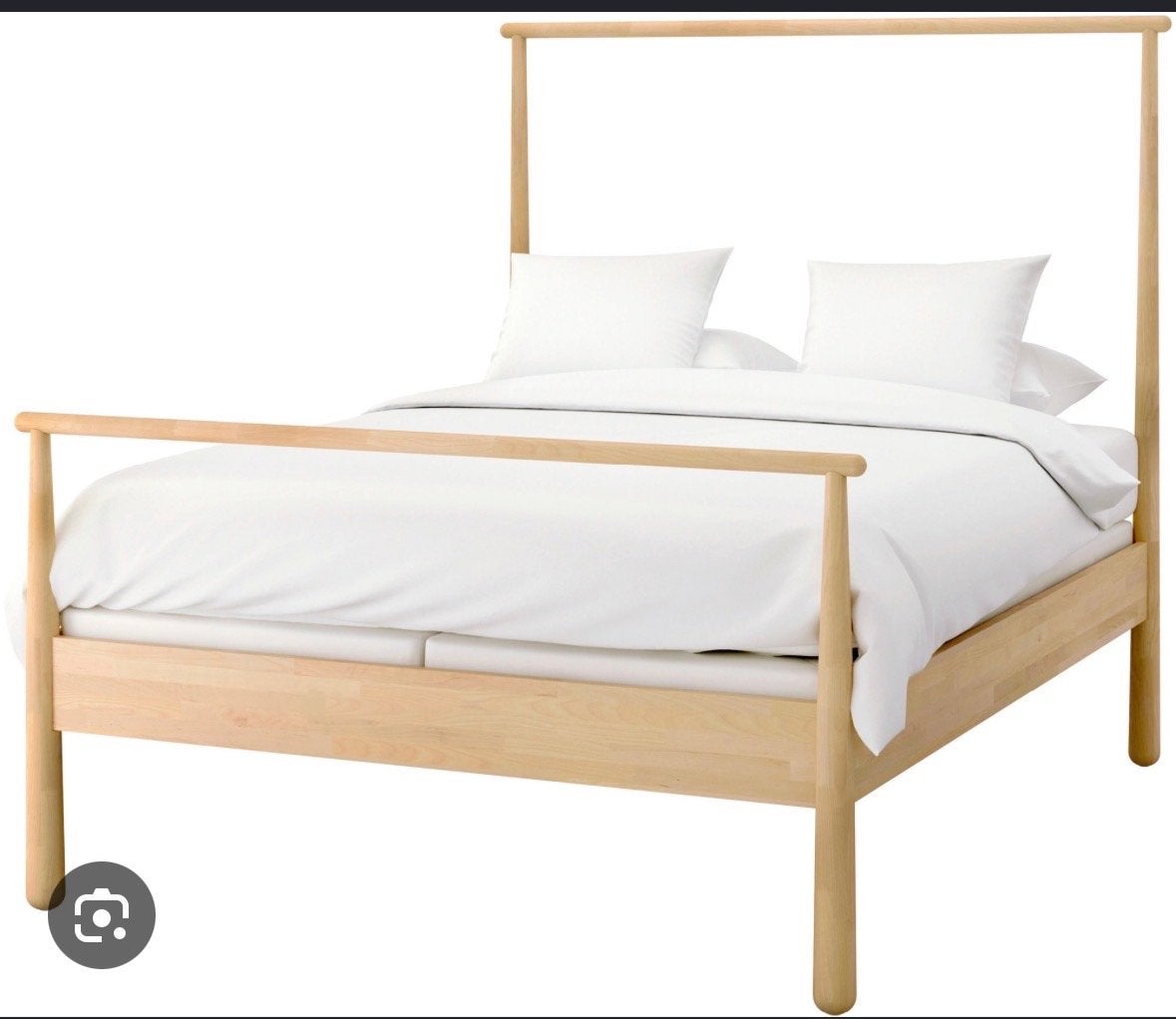 IKEA GJORA Houten bedframe 140x200, Ophalen, Gebruikt, Beige, Tweepersoons