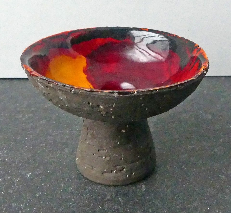 Stromit keramiek vintage kandelaar chamotte West-Germany, 10 cm, Overige materialen, Gebruikt, Oranje