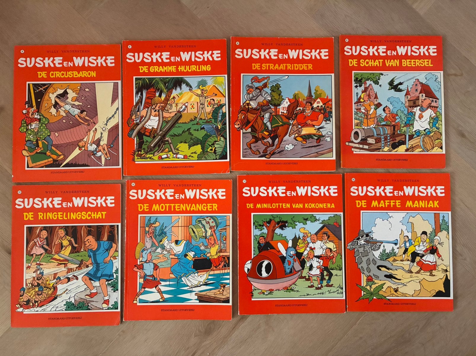 8 Suske en Wiske stripboeken tussen nr 81 en nr 166, Meerdere stripboeken, Ophalen, Zo goed als nieuw, Willy Vandersteen