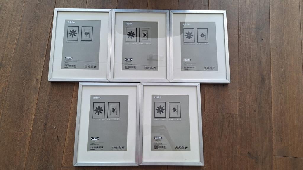 IKEA RIBBA fotolijsten aluminium 30x40 cm (5 stuks), Ophalen, Minder dan 50 cm, Gebruikt, Metaal of Aluminium