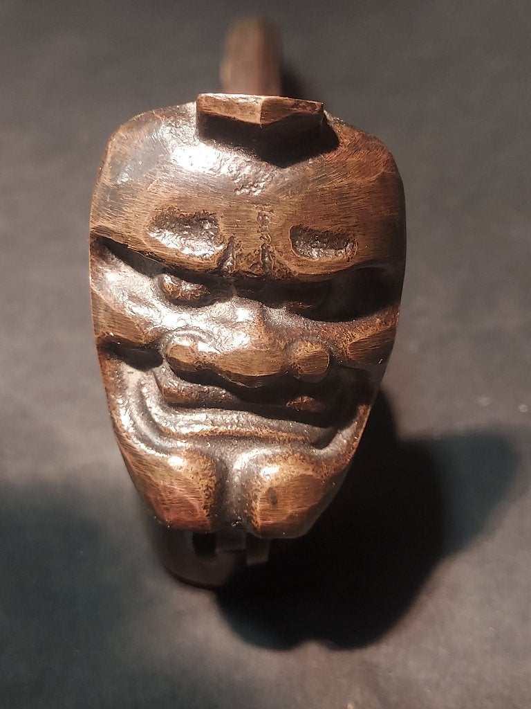 Antique bronze Japanese Yatate / brush and ink-container, Ophalen of Verzenden, Brons