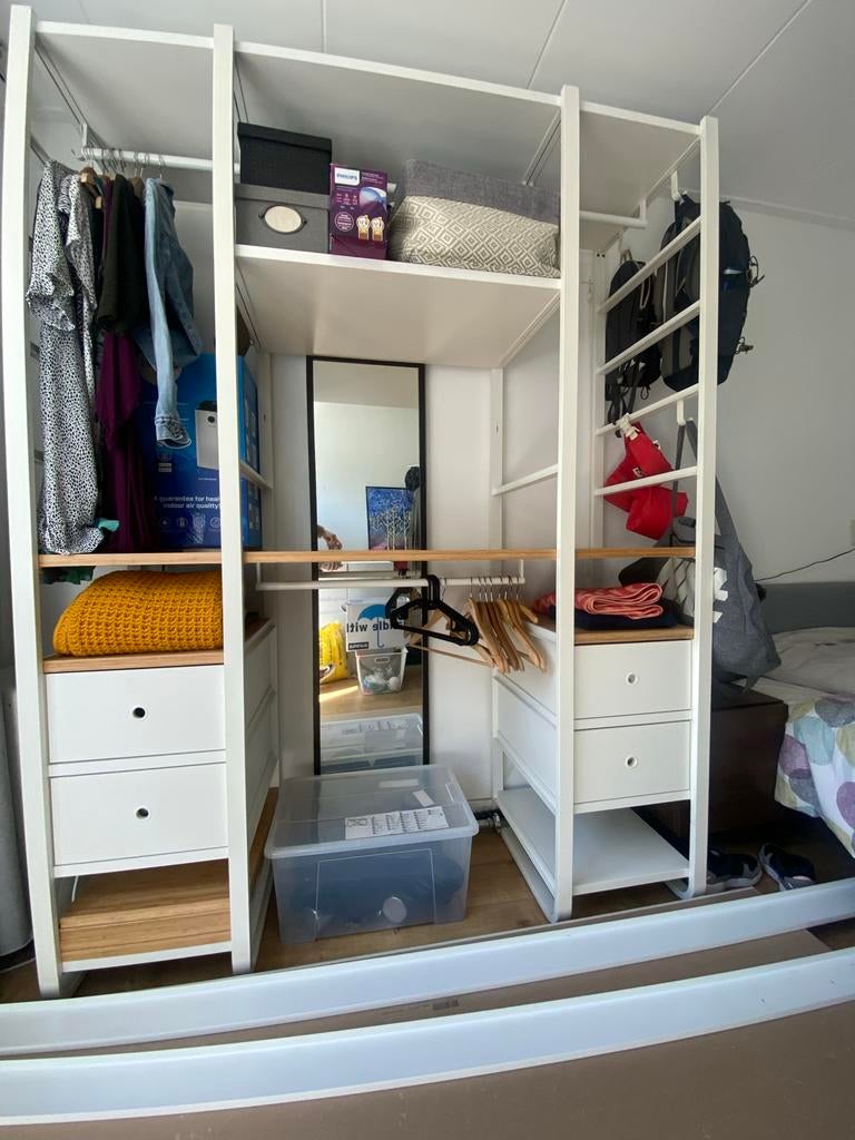 IKEA elvarli Kast wit met Bamboe planken en roedes, Ophalen, Gebruikt, 200 cm of meer, 150 tot 200 cm