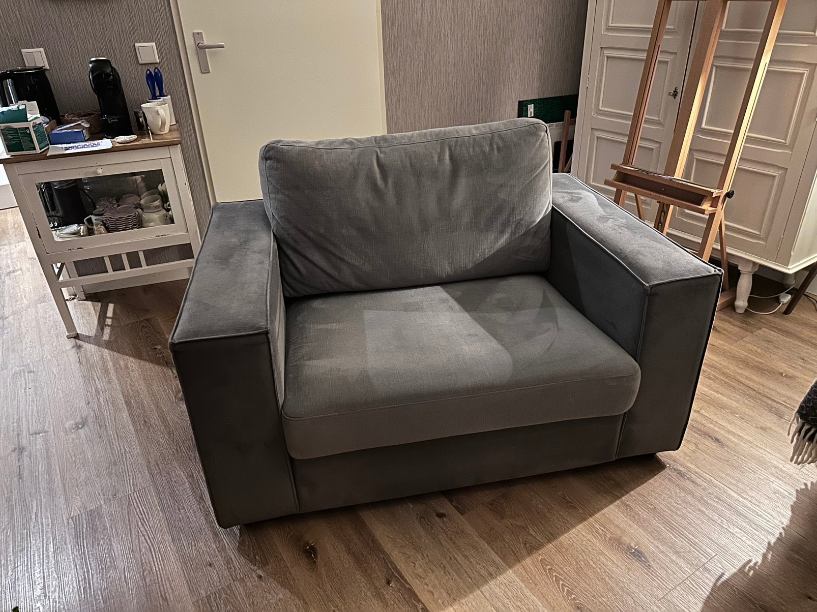 Gratis Loveseat grijs 132x92, Ophalen, Gebruikt, Tweepersoons, 75 tot 100 cm
