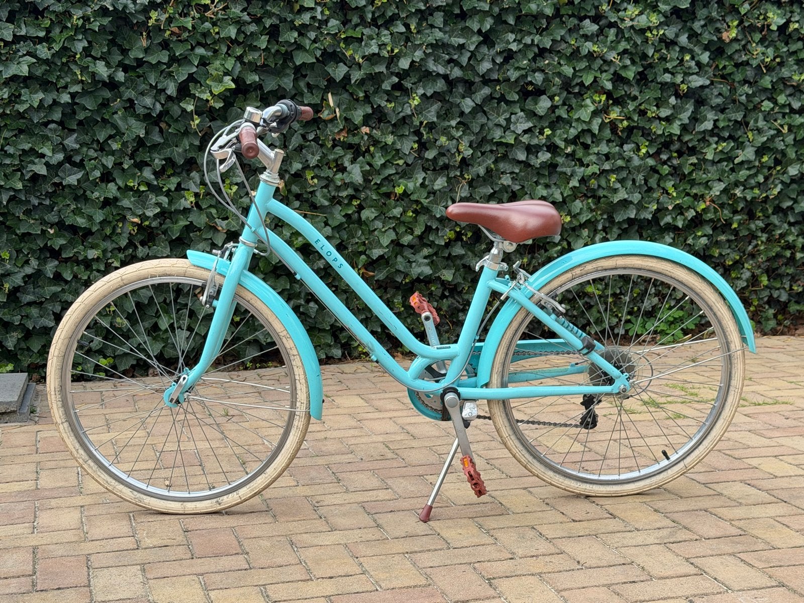Stadsfiets kind 24 inch 9-12 jaar Elops 500 blauw, Ophalen, Velgrem, Handrem, Gebruikt