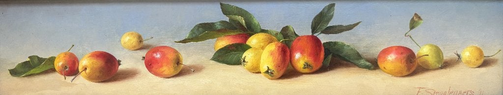 Fred Smoolenaers (1951) - Stilleven met appels (2011), Antiek en Kunst, Kunst | Schilderijen | Klassiek, Paneel, Realistisch, Stilleven