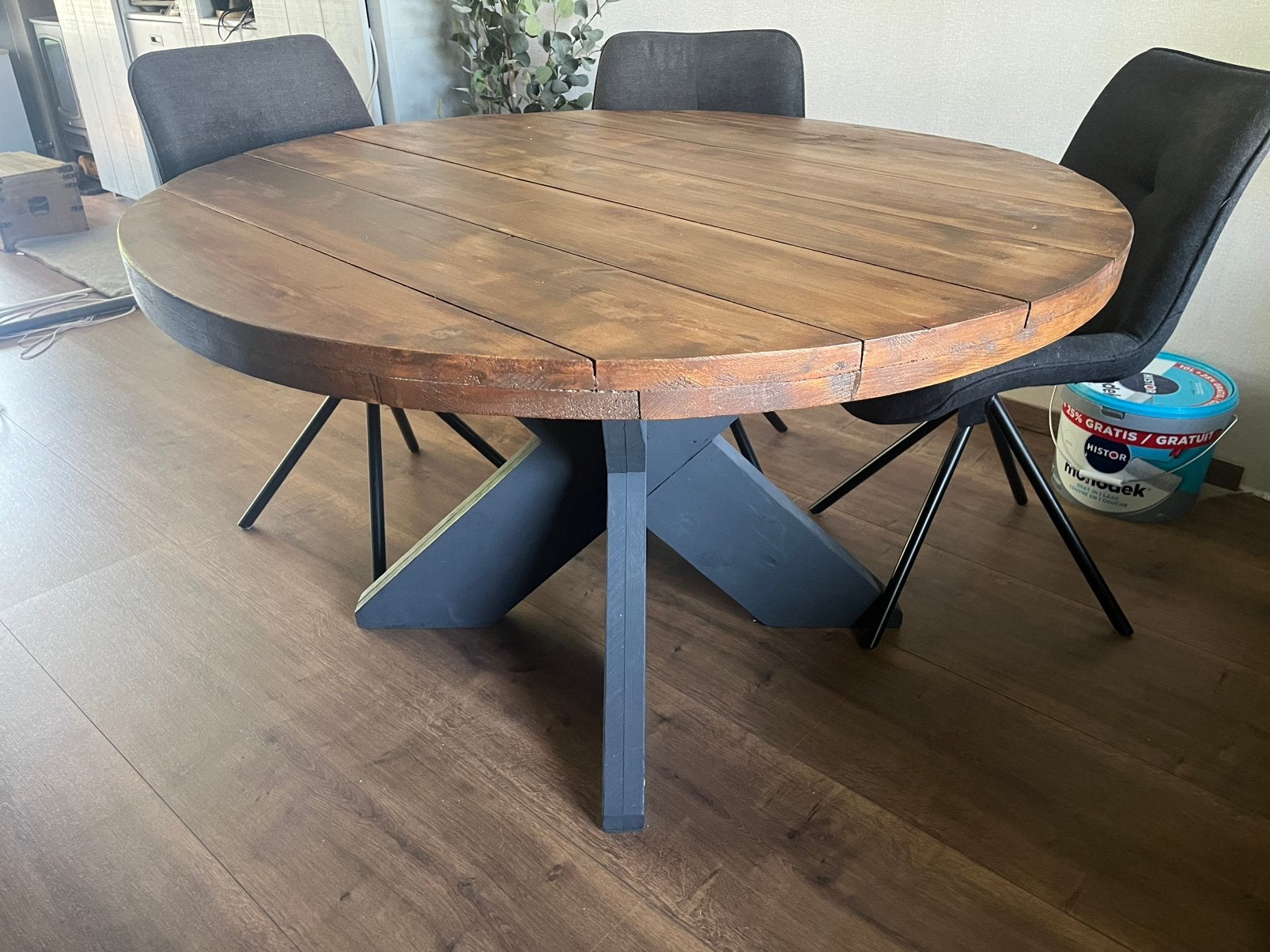 Houten tafel 130, Ophalen, Rond, Zo goed als nieuw, Overige houtsoorten