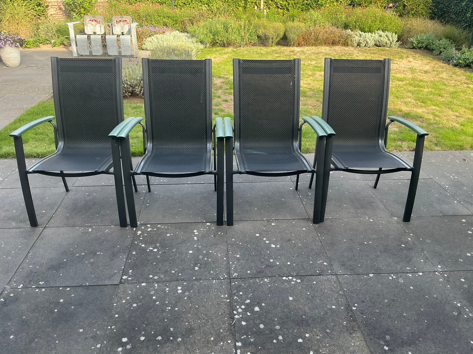 Tuinsteoeln 4 stuks stapelbaar, Tuin en Terras, Ophalen, Zo goed als nieuw, Metaal, Stapelbaar