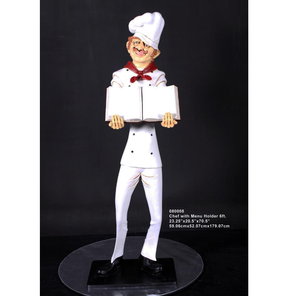 Chef with Menubord Holder beeld – Kok Hoogte 179 cm, Ophalen, Nieuw