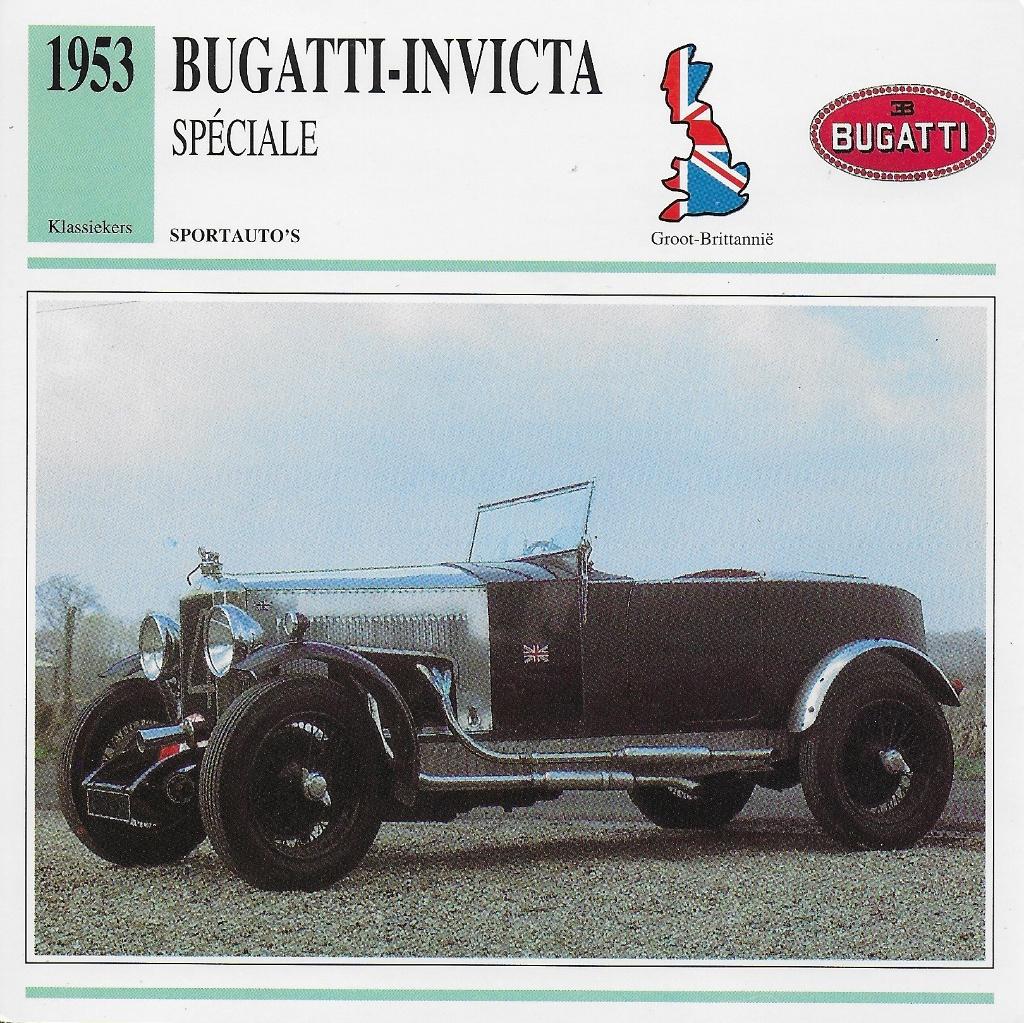 Ma631 autokaart bugatti - invicta speciale ( 1953 ), Ophalen of Verzenden, Zo goed als nieuw, Auto's