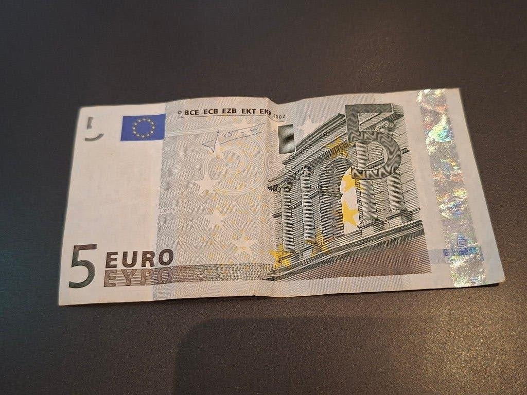 2002 Frankrijk 5 euro oude serie Trichet code L024, Postzegels en Munten, Verzenden, Frankrijk, 5 euro, Los biljet