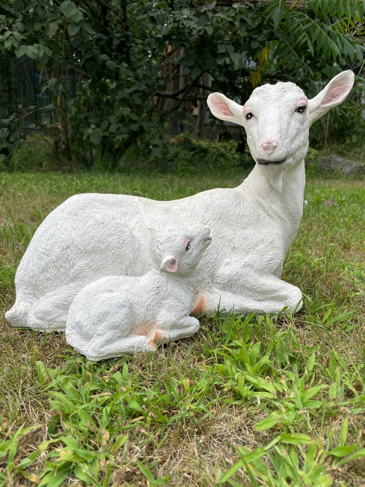 Geit met jong beeld tuin boerderij boer stal wei, Tuin en Terras, Tuinbeelden, Ophalen, Nieuw, Kunststof, Dierenbeeld