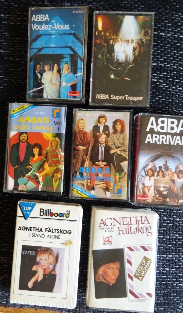 cassettebandjes  7x:  ABBA + AGNETA, Gebruikt, 2 t/m 25 bandjes, Ophalen of Verzenden, Origineel