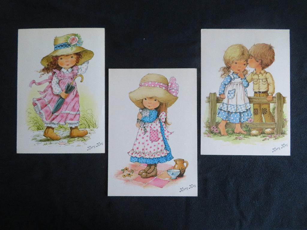 3 Stuks gesigneerde Mary May  Vintage Holly Hobbie Prints, 1960 tot 1980, Ophalen of Verzenden, Zo goed als nieuw, Prent