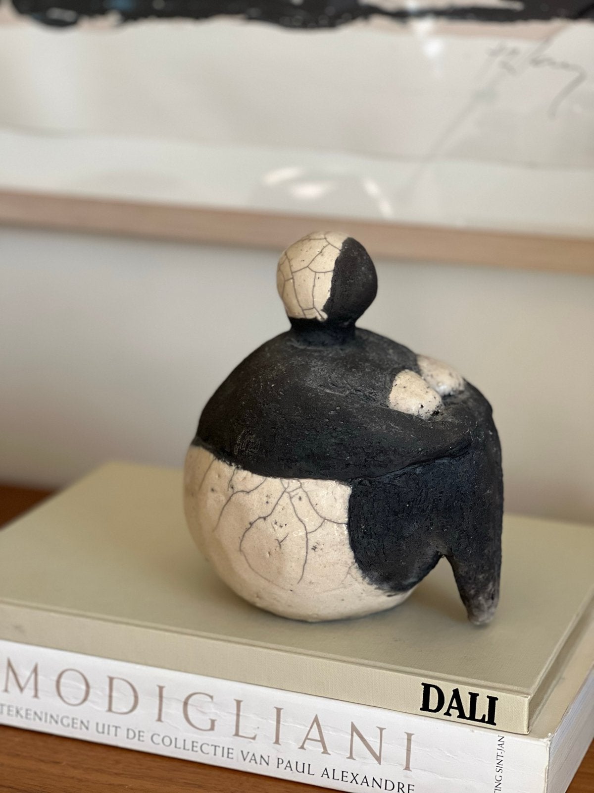 Abstracte sculptuur keramiek raku gestookt, Minder dan 20 cm, Ophalen of Verzenden, Handgemaakt, Steen of Keramiek