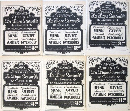 31 vintage advertenties reclames parfums 1975-80 geuren, Ophalen of Verzenden, Gebruikt, Overige typen