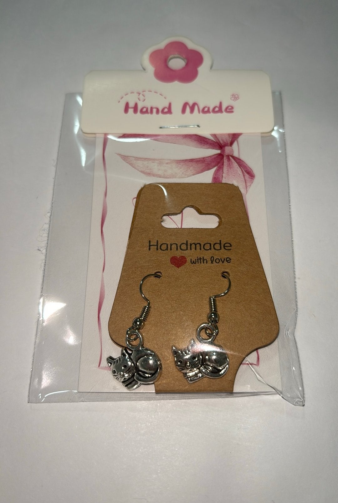 Oorbellen kat zilver, Overige materialen, Hangers, Nieuw, Ophalen of Verzenden