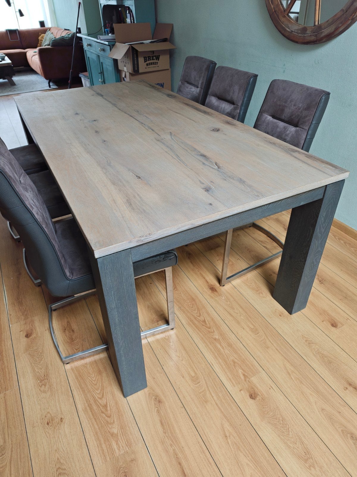 Mooie grote eikenhout eettafel 200x100x76cm, Ophalen, Gebruikt, 100 tot 150 cm, Eikenhout